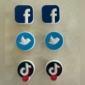 NEW- Social Media Icon Croc Shoe Charms Set- Facebook, Twitter & Tiktok-